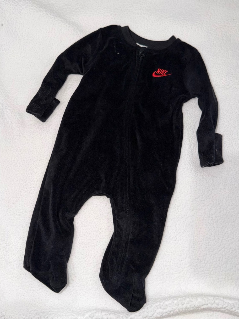 Nike Black Footed One-Piece with Red Swoosh Logo
